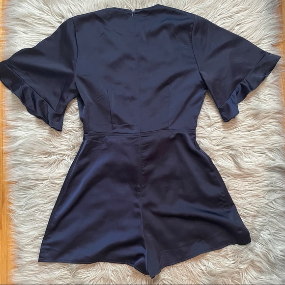 Navy Front Tie Misguided Romper - Picture 6 of 7